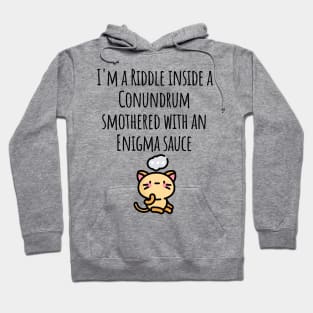 Funny I'm a Riddle Conundrum Enigma Cat design Hoodie